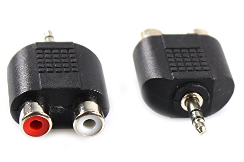 com-four® Y-Adapter Klinkenstecker 3,5 mm Stereo - 2 x Cinch-Kupplung Buchse - Audio Klinke-Stecker auf 2X Cinchkupplung im Kunststoff-Gehäuse (02 Stück - Cinchkupplung 3.5 mm V1) von com-four