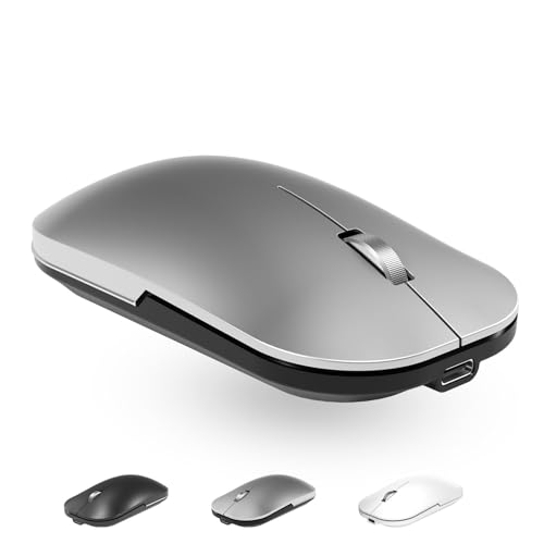 comeic Bluetooth-Maus, wiederaufladbare kabellose Maus für MacBook/Windows/Android-Tablet, kabellose Bluetooth-Maus für iPad/Mac/Laptop/PC/Computer, kabellose Maus für Desktop/Notebook/Computer (grau) comeic Bluetooth-Maus, wiederaufladbare kabellose Maus für MacBook/Windows/Android-Tablet, kabellose Bluetooth-Maus für iPad/Mac/Laptop/PC/Computer, kabellose Maus für Desktop/Notebook/Computer (grau) von comeic
