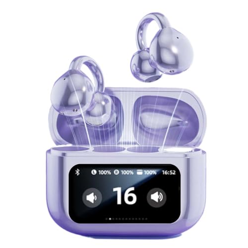 Bluetooth Kopfhörer mit Ohrclip, 2025 Neu Clip On Kopfhörer mit LED Touch-Screen, Clip On Ear Headphones Open Ear Kopfhörer Kabellos Bluetooth 5.4 Fernbedienung für Mobiltelefone für Sport (Lila) Bluetooth Kopfhörer mit Ohrclip, 2025 Neu Clip On Kopfhörer mit LED Touch-Screen, Clip On Ear Headphones Open Ear Kopfhörer Kabellos Bluetooth 5.4 Fernbedienung für Mobiltelefone für Sport (Lila) von comepew