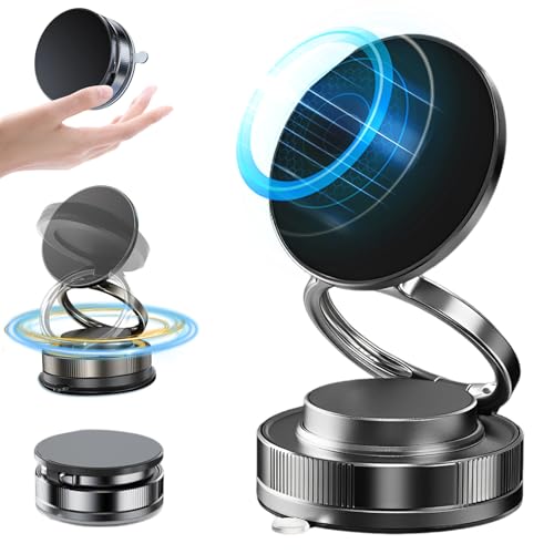 comepew Vakuum Magnetischer Handyhalterung Auto, 360° Adjustable Vacuum Magnetic Phone Holder, 360° Drehbar KFZ Handyhalter Universal Saugnapf Handyhalterung für MagSafe für iPhone Android (Schwarz) von comepew