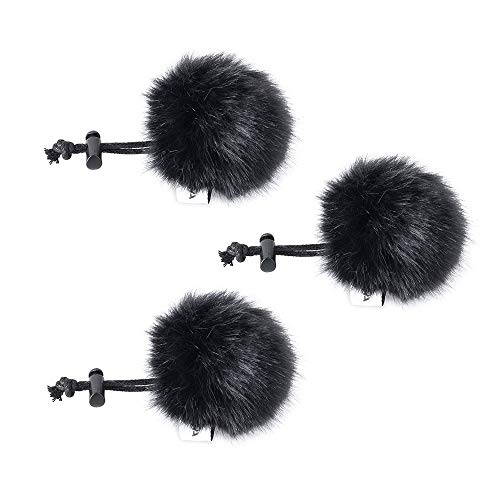 COMICA 3 Stücke Fell Windschutz für Mikrophon, Mini Mikrofon Fell Mikrofon Windschutzscheibe Muff, Wind- & Pop-Filter für Lavalier Mikrofon/VideoMic/Handy Mikrofon(Black) von comica