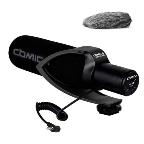 comica CVM-V30 Pro Kamera Richtmikrofon Shotgun Video Supernierenmikrofon für Canon Nikon Sony Panasonic DSLR Kamera mit 3,5 mm Klinke (schwarz) von COMICA