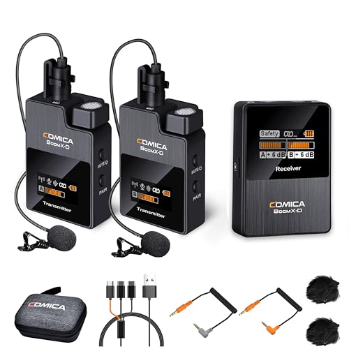 COMICA Drahtloses Mikrofon, BoomX-D2 Dual Channel 2.4G Wireless System Lavalier Funkmikrofon Kit mit 2 Sendern und 1 Empfänger für DSLR Kamera Camcorder Laptop Smartphone für Interview Live-Stream COMICA Drahtloses Mikrofon, BoomX-D2 Dual Channel 2.4G Wireless System Lavalier Funkmikrofon Kit mit 2 Sendern und 1 Empfänger für DSLR Kamera Camcorder Laptop Smartphone für Interview Live-Stream von COMICA