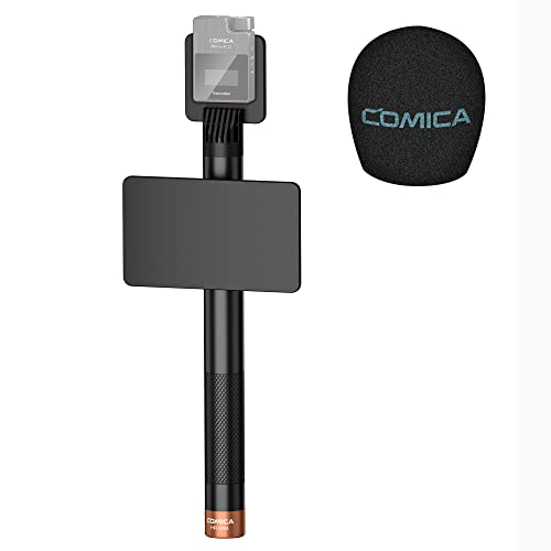 comica HR-WM Interview Handheld-Adapter für Rode Wireless GO/BoomX-D/D Pro/BoomX-U Wireless Lavalier-Mikrofon, Mikrofongriff für Nachrichten, TV-Interviews und Videoaufnahmen usw. (mit Windschutz) von comica