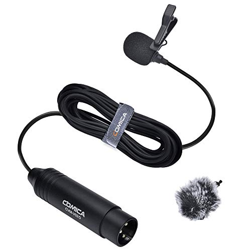 comica Lavalier Mikrofon, CVM-V02O Ansteckmikrofon Unterstützt 48V-Phantomspeisung, 1.8M(5.9ft) 3-poliger XLR Mikrofon für Canon/Nikon/Sony/Panasonic/DSLR Kamera/Camcorder/Tascam/Audiomixer(1 Piece) von COMICA