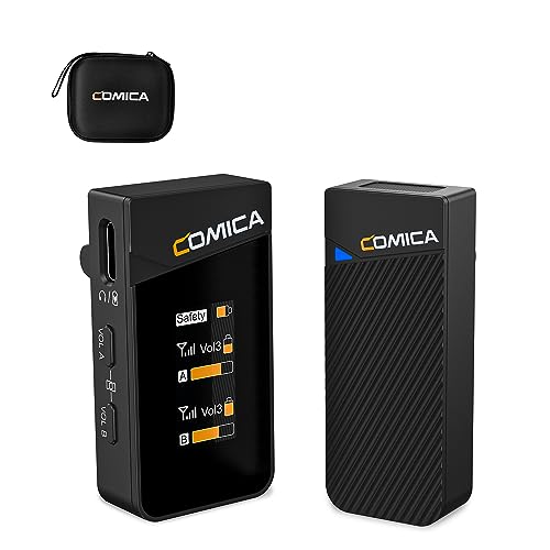 comica Vimo C1 Drahtloses Lavalier Mikrofon mit Noise Cancellation, 2.4G Funkmikrofon Ansteckmikrofon mit 1 Sender und 1 Empfänger für Kameras Camcorder PC Android Live-Streaming(1RX+1TX) von comica