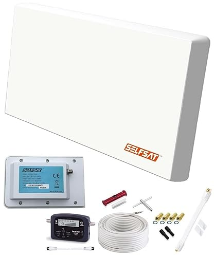 SELFSAT H22D+ Set - Single Flachantenne Full HD 4K UHD für einen Teilnehmer inkl. Fensterhalterung + SAT-Finder + Fensterdurchführung + F-Stecker + Wetterschutztüllen SELFSAT H22D+ Set - Single Flachantenne Full HD 4K UHD für einen Teilnehmer inkl. Fensterhalterung + SAT-Finder + Fensterdurchführung + F-Stecker + Wetterschutztüllen von conecto
