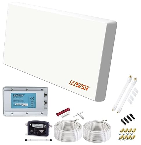 SELFSAT H22D2+ Set - Twin Flachantenne Full HD 4K UHD für Zwei Teilnehmer inkl. Fensterhalterung + SAT-Finder + Fensterdurchführung + F-Stecker + Wetterschutztüllen SELFSAT H22D2+ Set - Twin Flachantenne Full HD 4K UHD für Zwei Teilnehmer inkl. Fensterhalterung + SAT-Finder + Fensterdurchführung + F-Stecker + Wetterschutztüllen von conecto
