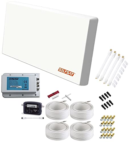 SELFSAT H22D4+ Set - Quad Flachantenne Full HD 4K UHD für Vier Teilnehmer inkl. Fensterhalterung + SAT-Finder + Fensterdurchführung + F-Stecker + Wetterschutztüllen SELFSAT H22D4+ Set - Quad Flachantenne Full HD 4K UHD für Vier Teilnehmer inkl. Fensterhalterung + SAT-Finder + Fensterdurchführung + F-Stecker + Wetterschutztüllen von conecto