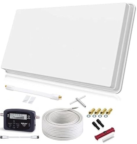 SELFSAT H30D1+ Set - Single Flachantenne Full HD 4K UHD für einen Teilnehmer inkl. Fensterhalterung + SAT-Finder + Fensterdurchführung + F-Stecker + Wetterschutztüllen SELFSAT H30D1+ Set - Single Flachantenne Full HD 4K UHD für einen Teilnehmer inkl. Fensterhalterung + SAT-Finder + Fensterdurchführung + F-Stecker + Wetterschutztüllen von conecto