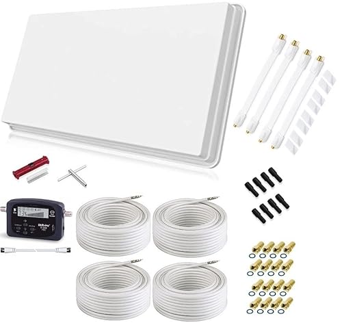 SELFSAT H30D4+ Set - Quad Flachantenne Full HD 4K UHD für Vier Teilnehmer inkl. Fensterhalterung + SAT-Finder + Fensterdurchführung + F-Stecker + Wetterschutztüllen SELFSAT H30D4+ Set - Quad Flachantenne Full HD 4K UHD für Vier Teilnehmer inkl. Fensterhalterung + SAT-Finder + Fensterdurchführung + F-Stecker + Wetterschutztüllen von conecto