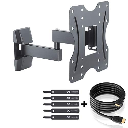 TV Wandhalterung für 23-42 Zoll (ca. 58-107cm) Flach & Curved LCD LED OLED Fernseher & TFT Monitor | Schwenkbar Neigbar Ausziehbar | Wand Halter Fernseher Halterung | VESA 100x100-200x200 | Schwarz von conecto