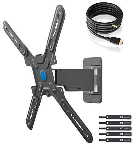 TV Wandhalterung für 32-55 Zoll (ca. 81-140cm) Flach & Curved LCD LED OLED Fernseher & TFT Monitor | Schwenkbar Neigbar Ausziehbar | Wand Halter Fernseher Halterung | VESA 200x100-400x400 | Schwarz von conecto