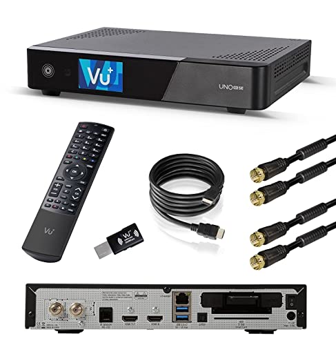 VU+ UNO 4K SE 1x DVB-S2 FBC Twin Tuner Linux Receiver (UHD, 2160p) schwarz, inkl. HDMI-Kabel + 2X Satkabel + Wireless USB Adapter 300 Mbps von conecto