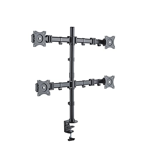 conecto, Monitorhalterung für Vier Bildschirme bis 27 Zoll, neigbar +/- 45°, drehbar +/- 180°, drehbar um 360°, höhenverstellbar, bis VESA 100, Belastbarkeit: 8,0 kg, schwarz von conecto