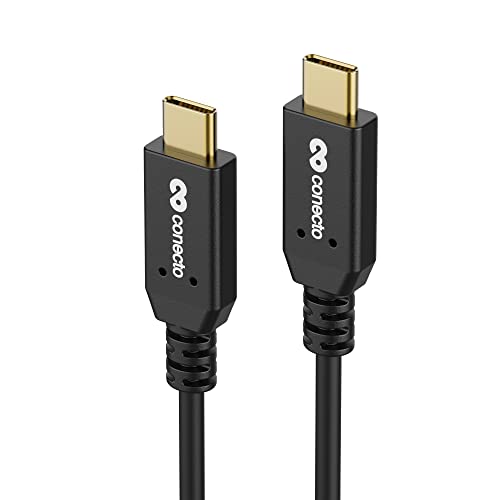 conecto, USB-C auf USB-C Daten und Lade-Kabel, USB 3.1, Gen 2, Schnellladefunktion, vergoldete Stecker, E-Marker, 5A/100W, 10 GB/s, 4K 60Hz, PVC Mantel, schwarz, 0,15m von conecto