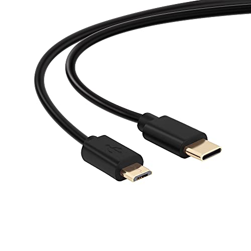 conecto 1,00m USB C auf Mirco USB 2.0 Verbindungskabel, vergoldete Steckerkontakte, Datenkabel und Ladekabel, schwarz von conecto