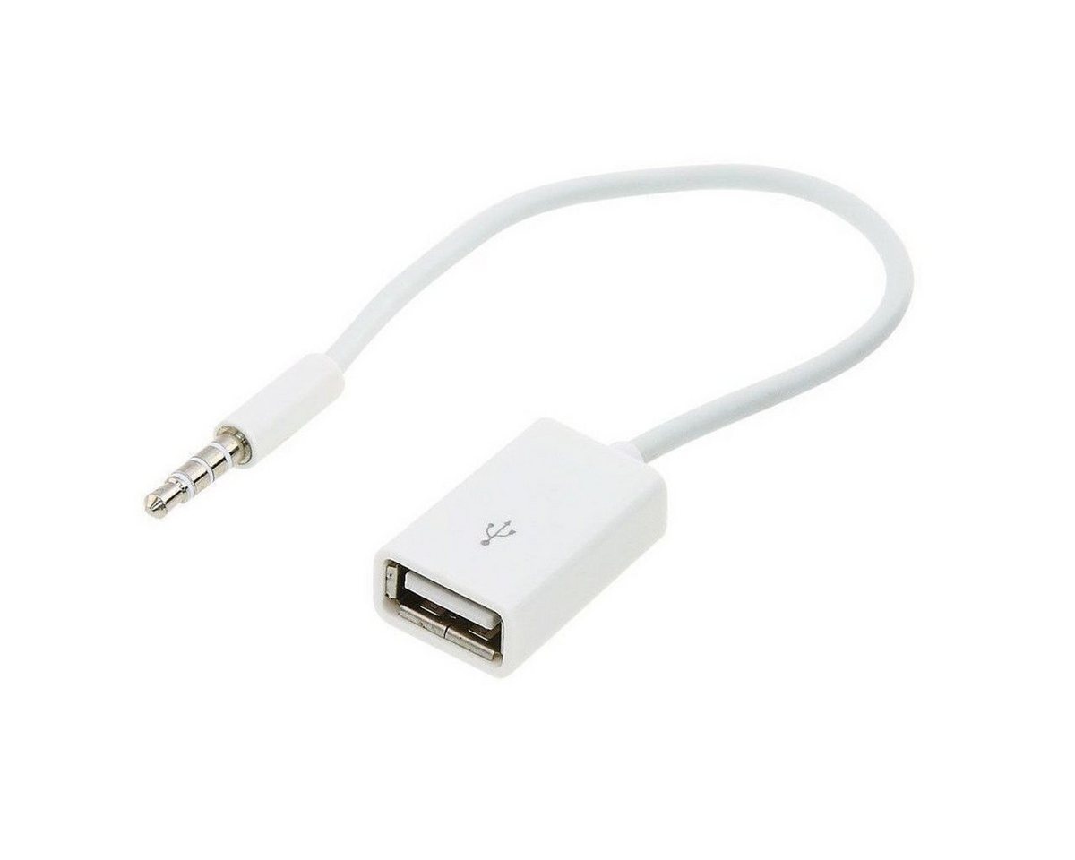 conecto 10 cm Aux-In-Kabel 3,5-mm-Klinke-Stecker auf USB 2.0-Buchse Typ A weiß USB-Kabel von conecto