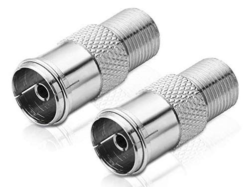 conecto Adapter F-Buchse auf IEC-Koax-Buchse, Antennen-Adapter zwischen F-Stecker für Sat-Kabel und IEC-Stecker für BK und DVB-T(2 Stück) von conecto