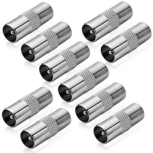 conecto Adapter F-Buchse auf IEC-Koax-Stecker, Antennen-Adapter zwischen F-Stecker für Sat-Kabel und IEC-Stecker für BK und DVB-T (10 Stück) von conecto