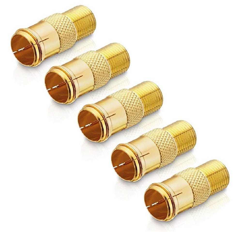 conecto Adapter mit F-Quick-Stecker auf F-Buchse vergoldet gold (5 Stück) SAT-Kabel von conecto