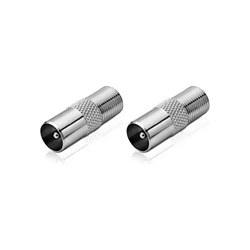 conecto Antennen-Adapter, F-Buchse auf IEC-Koax-Stecker, Adapter zum Verbinden von IEC-Anschlüssen mit Sat-Anschlüssen, 2er Set von conecto