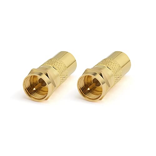 conecto Antennen-Adapter, F-Stecker auf IEC-Buchse, Adapter zum Verbinden von IEC-Anschlüssen mit Sat-Anschlüssen, vergoldet, 2er Set von conecto