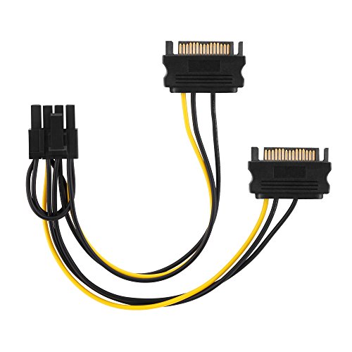 conecto CC20021 Grafikkarten-Stromkabel 2-Mal SATA-Strom > PCIe 6+2-Pin, 20 cm Schwarz von conecto