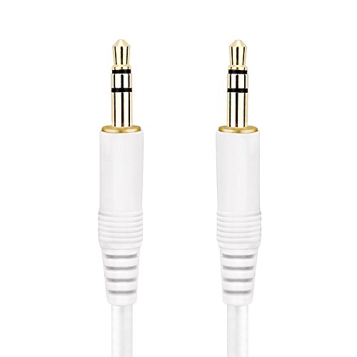 conecto CC20091 Audio Stereo Aux Verbindungskabel Klinkenkabel Klinke/Klinke, 3,5mm Klinke Stecker auf 3,5mm Klinke Stecker, vergoldet, Ultraslim-Design, 2m, weiß von conecto