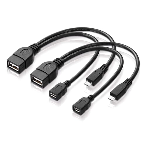 conecto 2X USB-OTG Adapter-Kabel Micro-USB 2.0-Stecker USB-Buchse Typ A + Strom-Anschluss für Externe Festplatte, für Fire TV Stick und andere Geräte von conecto