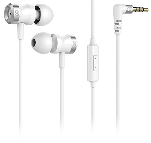 conecto CC50147 In-Ear Kopfhörer mit 3 Ohrpassstücken inklusive Mikrofon 9,2 mm Lautsprecher, dreifacher Kabel-Knickschutz, 1,2m weiß von conecto