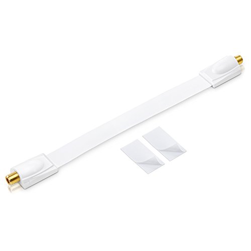 conecto Premium Fensterdurchführung für SAT Kabel koaxial inkl. Klebepads (F-Kupplung auf F-Kupplung, vergoldet) weiß, 26 cm von conecto