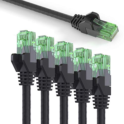 conecto CC50417 Patchkabel CAT.5e (UTP) Netzwerkkabel Ethernetkabel LAN Kabel Cat5 RJ45 Stecker 25m schwarz (5er Set + 1x gratis!) von conecto