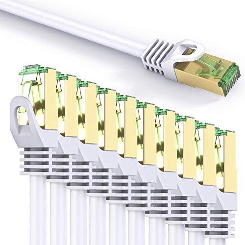 conecto CC50447 RJ45 Ethernet-Netzwerkkabel (S/FTP, PIMF, CCA AWG26/7), mit Cat7 Rohkabel 25,0m weiß (10er Set + 1x gratis!) von conecto
