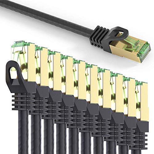 conecto CC50451 RJ45 Ethernet-Netzwerkkabel (S/FTP, PIMF, CCA AWG26/7), mit Cat7 Rohkabel 3,00m schwarz (10er Set + 1x gratis!) von conecto