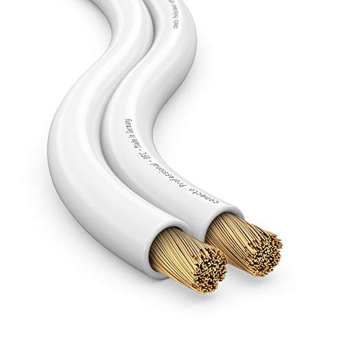 conecto Lautsprecherkabel OFC Professional 2x2,5mm² Kabel Querschnitt (99,9% OFC Vollkupfer 78x0,20mm Litze) Hifi Audio Lautsprecher Boxenkabel, 10m, weiß von conecto