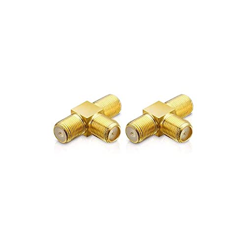conecto F-Verbinder, doppel F-Kupplung, 1x F-Buchse auf 2x F-Buchse, Adapter zur Erweiterung von Antennen-Kabel/Koaxial-Kabel, vergoldet, 2er Set conecto F-Verbinder, doppel F-Kupplung, 1x F-Buchse auf 2x F-Buchse, Adapter zur Erweiterung von Antennen-Kabel/Koaxial-Kabel, vergoldet, 2er Set von conecto