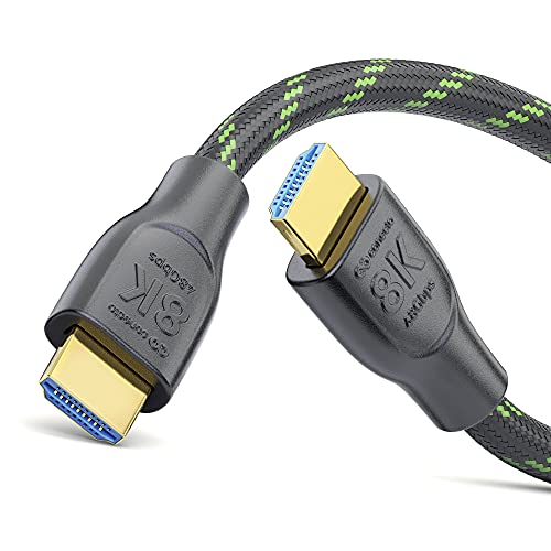 conecto HDMI 2.1 Kabel, 8K UltraHD, HDMI Kabel 8K 60 Hz / 4K 120 Hz, 48 GB/s Datenübertragung, schwarz/grün, 0,50 m von conecto