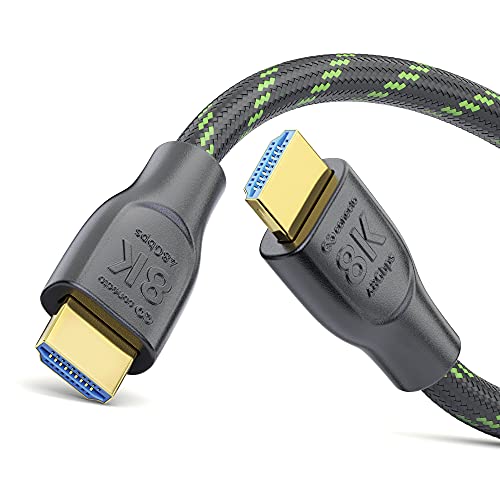 conecto HDMI 2.1 Kabel, 8K UltraHD, HDMI Kabel 8K 60 Hz / 4K 120 Hz, 48 GB/s Datenübertragung, schwarz/grün, 2,00 m von conecto