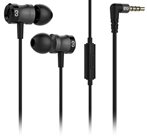 conecto In-Ear Kopfhörer/Earphones/Headset mit 3 Ohrpassstücken inkl. Mikrofon - 9.2mm Lautsprecher, dreifacher Kabel-Knickschutz, 1.2m Kabel (Aramid-verstärkt), Aluminium, 17.5g, schwarz von conecto