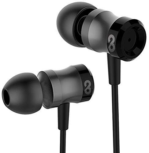 conecto In-Ear Kopfhörer Ohrhörer Kopfhörersystem mit Mikro - ultraleichtes Design-Aluminiumgehäuse, lärmdämmende Ohrpassstücke (S, M, L), Aramid-verstärktes Kabel (1,2m), vergoldete Stecker, schwarz von conecto