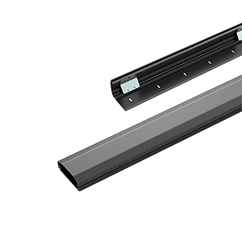 conecto Kabelkanal aus Aluminium zum Kleben oder Schrauben inkl. 3M Klebeband, 50 cm, Breite: 6 cm, schwarz von conecto