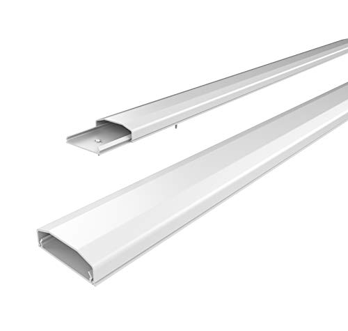conecto Kabelkanal mit 3M Klebeband selbstklebend selbsthaftend zum Kleben oder Schrauben aus hochwertigem PVC (Länge 100cm, Breite 6cm, Höhe 2cm) weiß von conecto