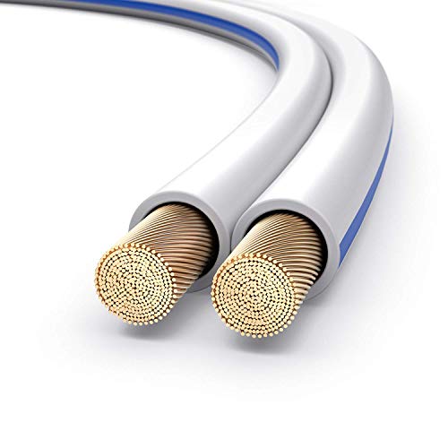 conecto Lautsprecherkabel OFC Professional UltraFlex 2x2,5mm² Kabel Querschnitt (99,9% OFC Vollkupfer 322x0,10mm Litze) HiFi Audio Lautsprecher Boxenkabel, 50m, weiß von conecto
