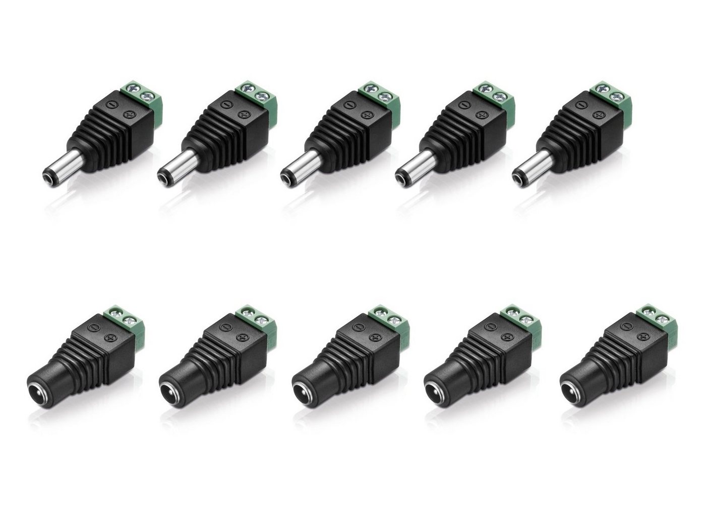 conecto Niedervolt Adapter Set (5x Terminalblock 2-polig auf DC-Hohlbuchse + Stromkabel von conecto