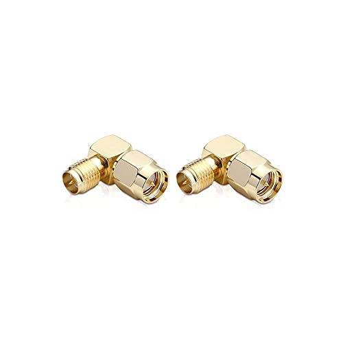 conecto SMA Adapter, 90° abgewinkelter Adapter, SMA Stecker mit Pin auf RP-SMA Buchse mit Pin, Adapter für den Anschluss von SMA-Steckverbindern, vergoldet, 2 Stück conecto SMA Adapter, 90° abgewinkelter Adapter, SMA Stecker mit Pin auf RP-SMA Buchse mit Pin, Adapter für den Anschluss von SMA-Steckverbindern, vergoldet, 2 Stück von conecto