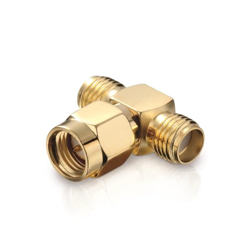 conecto SMA-Adapter, T-Stück, 1x SMA-Stecker mit Pin auf 2X SMA-Buchse ohne Pin, Adapter zur Erweiterung von SMA-Anschlüssen, vergoldet conecto SMA-Adapter, T-Stück, 1x SMA-Stecker mit Pin auf 2X SMA-Buchse ohne Pin, Adapter zur Erweiterung von SMA-Anschlüssen, vergoldet von conecto