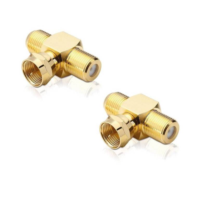 conecto Sat-T-Stück 1-mal F-Stecker / 2-mal F-Buchse vergoldet 2x SAT-Kabel von conecto