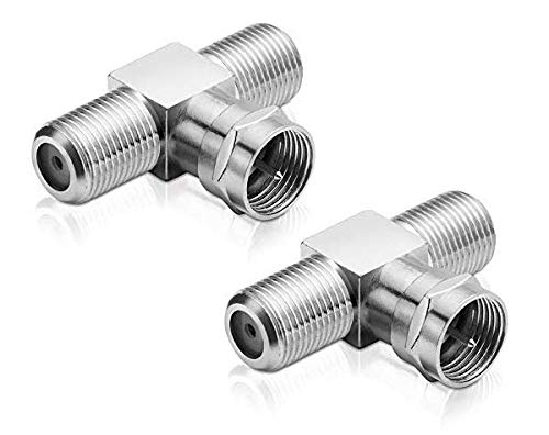 conecto Sat-T-Stück 1-mal F-Stecker auf 2-mal F-Buchse, T-Verteiler für Sat-Verkabelungen (2 Stück) von conecto