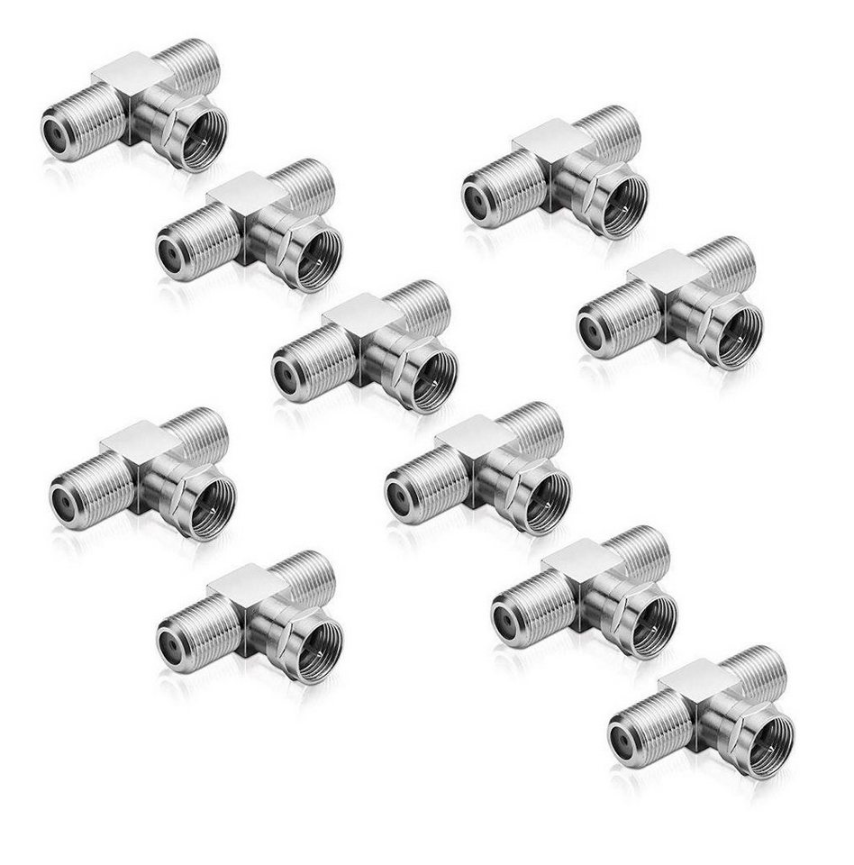 conecto Sat-T-Stück 1-mal F-Stecker auf 2-mal F-Buchse (10 Stück) SAT-Kabel von conecto